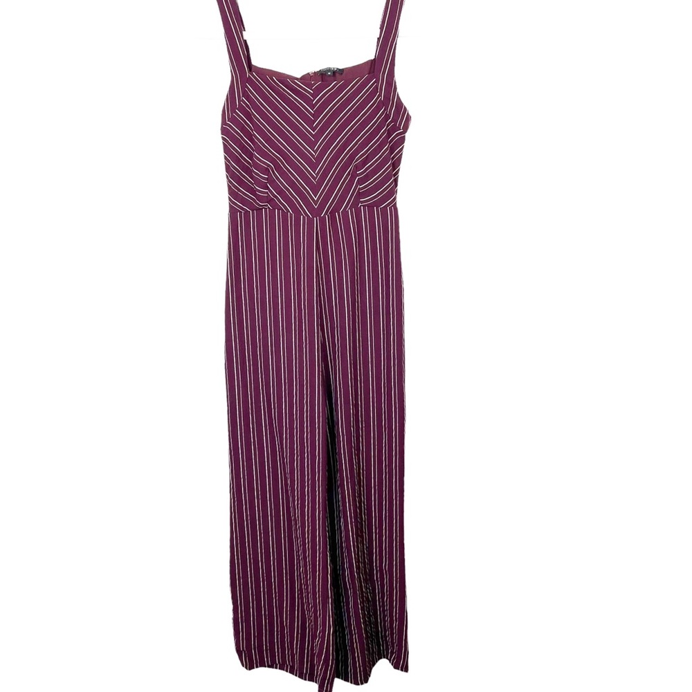 PAPERMOON Womens M Contrasting Stripe Tie Front Jumpsuit Pockets Back Zip